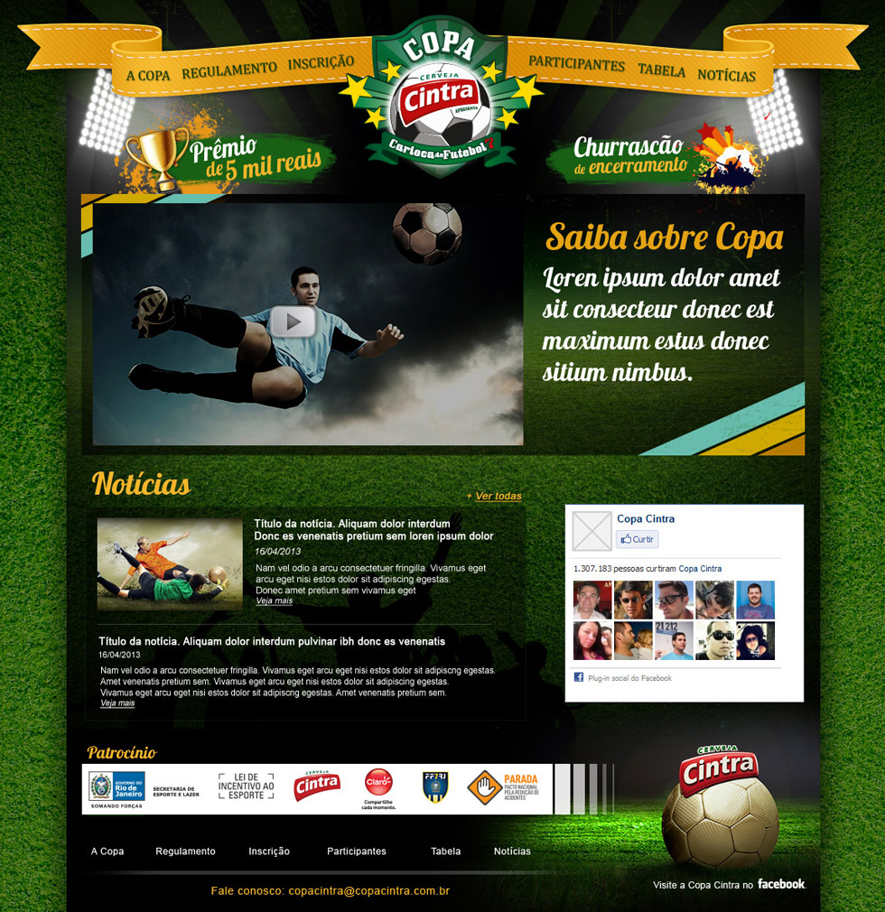 Hotsite Copa Cintra de Futebol 7